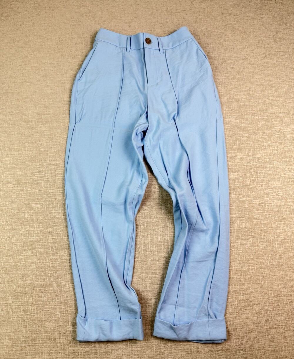 A New Day Women’s 4 Light Blue High Rise Pleated Pants 27 Inseam Cuffed